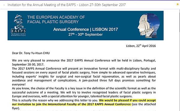 Invitation for the Annual Meeting of the EAFPS
