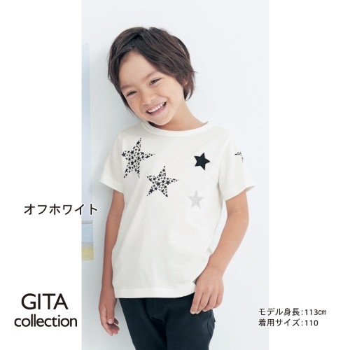 星プリント半袖Ｔシャツ（色：オフホワイト／サイズ：１１０）¥1,296