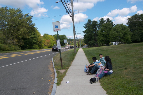 waiting for buses coming..