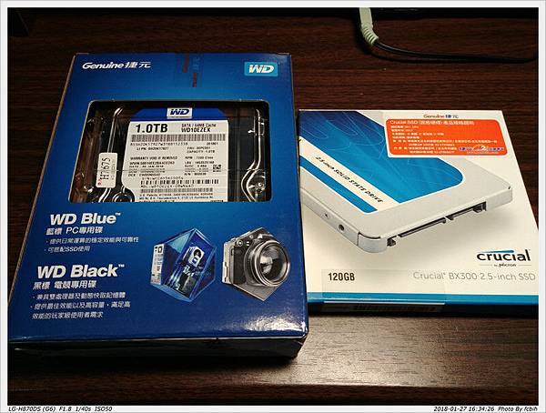 美光BX300 120G+WD 藍標 1T