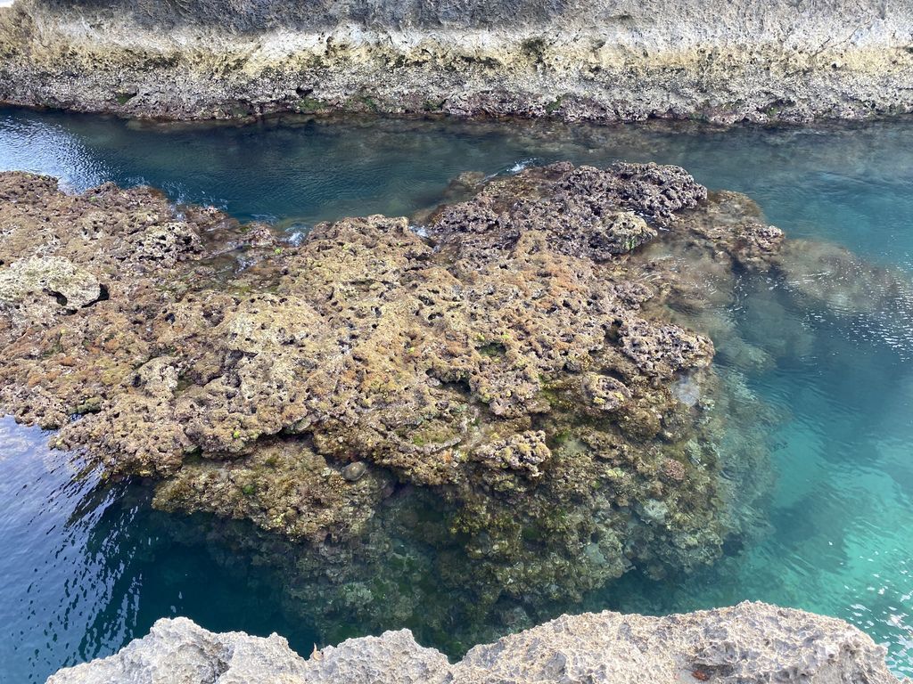 屏東墾丁景點-海岸邊的巨大珊瑚礁岩塊-船帆石