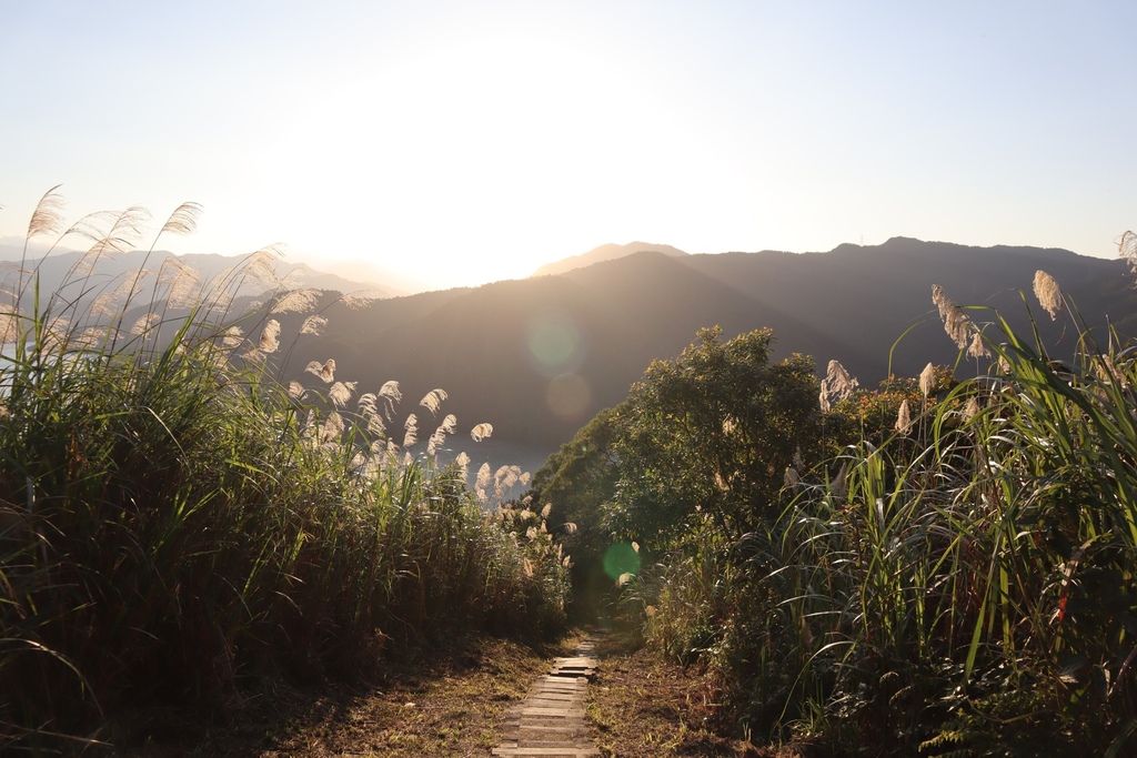 新北石碇景點-鱷魚島觀景平台(小格頭獅頭山)，俯瞰鱷魚島的湖光景色