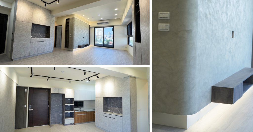 台南系統裝潢室內設計分享│現代風格潑墨渲染冷調系統櫃│4房2