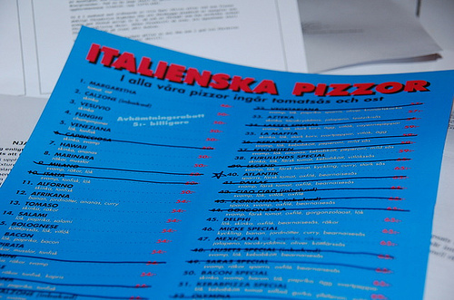 pizza menu