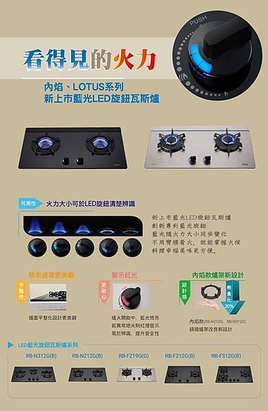 林內- LED旋鈕系列LOTUS 檯面爐 產品編號：RB-F219G-1