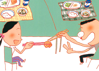 Japanese chopstick manners, Hashi watashi.gif