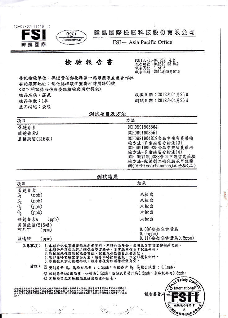 稻米檢驗報告 1