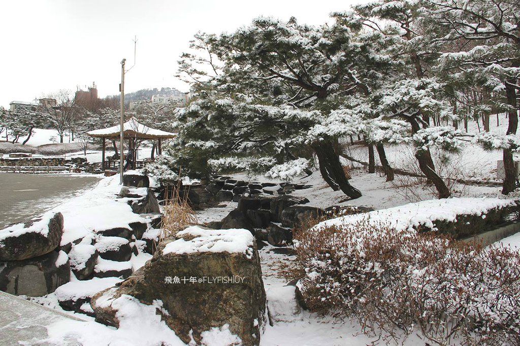 韓國首爾。下大雪的東廟、南山谷韓屋村(남산골한옥마을)、 土