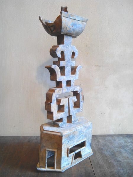 早期壽字錫燭台 30cm 高 錫製燭台1