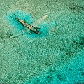 在搭乘一架賽斯納C172飛越巴哈馬群島海域過程中，攝影師拍攝了這幅航拍照，展現一架被海水淹沒的寇蒂斯C-46運輸機。1980年11月15日，這架運輸機墜落在這片海域。當時，這架寇蒂斯C-46正為哥倫比亞麥德林的毒梟運輸毒品，最後在巴哈馬伊克祖馬斯的諾曼礁島機場東部淺水域墜毀。