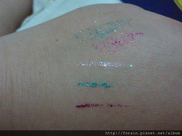 L.A. Colors Glitter Liners-Iced-Peacock-Electric Pink-Swatches5