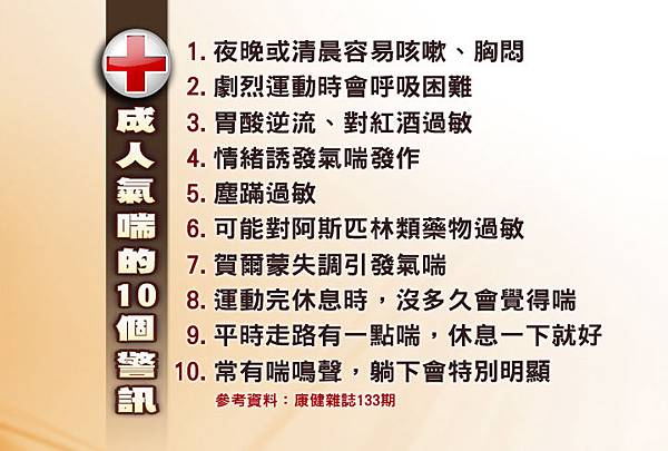 成人氣喘的10個警訊