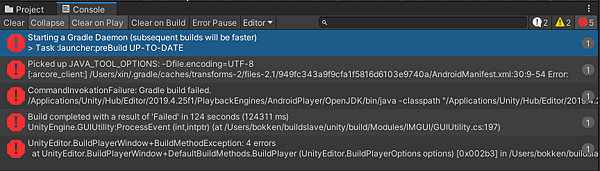Build Failed_Unity ARCore Sample