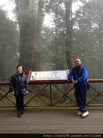 香港：何小姐全家福在阿里山。