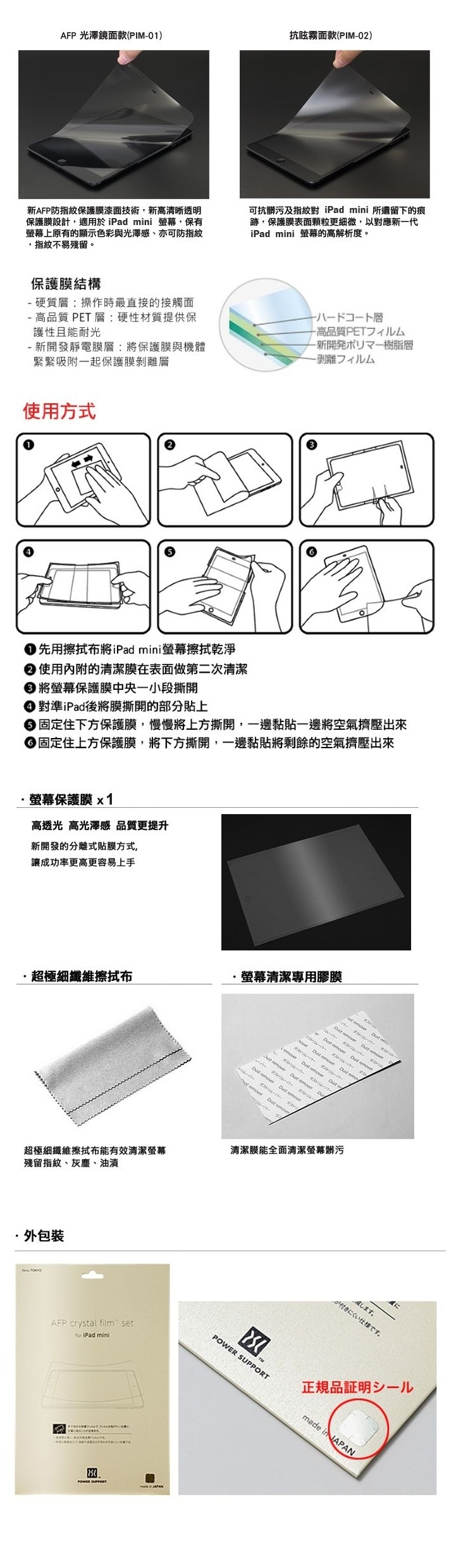iPad mini 日本製螢幕保護膜 光澤鏡面-4-tile