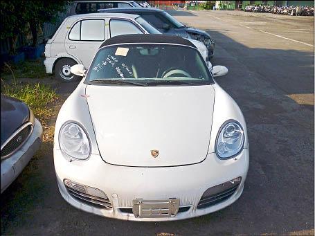 Boxster S保時捷白色敞篷跑車