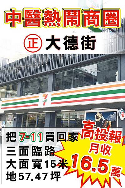 中醫_商圈_大德街_7-11_高投報_店面_21世紀逢甲福星店_謝濱展(阿濱)_0919-814054