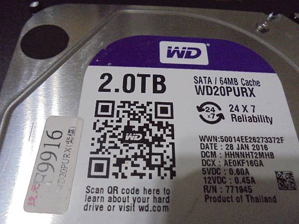 【約定送測】WD威騰2TB→3.5吋Purple紫標裸碟是多