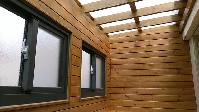 木結構採光罩 木牆 鋁門鋁窗