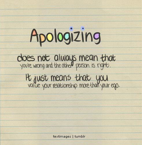 apologizing