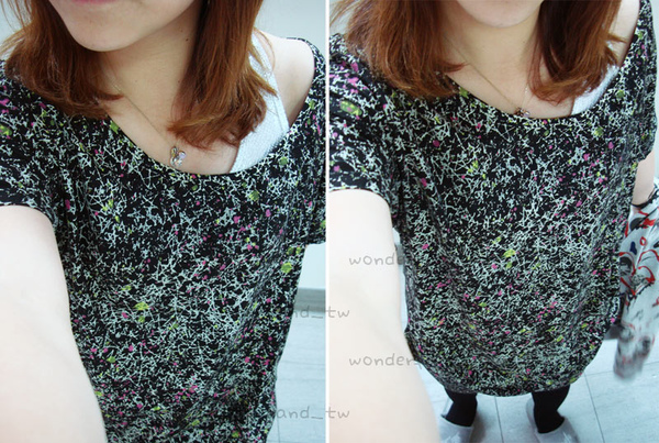 黑色龐克風潑漆星芒個性顯瘦長版T SHIRT