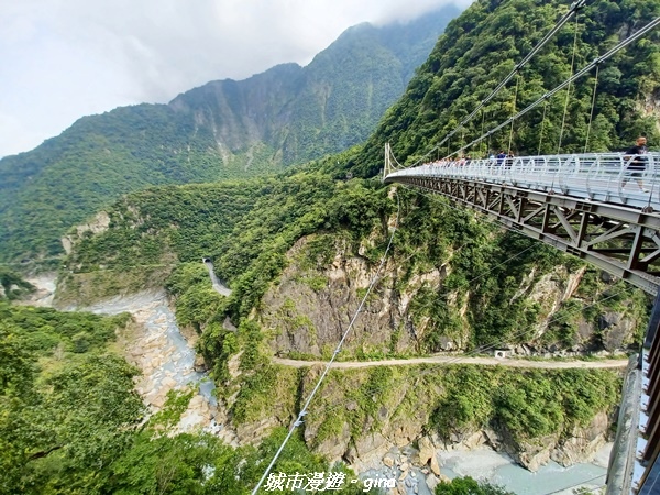 【花蓮秀林】跨距在蜿蜒曲折的立霧溪上。 布洛灣吊橋 (山月吊