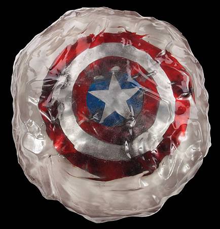 Hero Captain America shield encased in ice resin with conceptproduction artwork 20,000.00USD