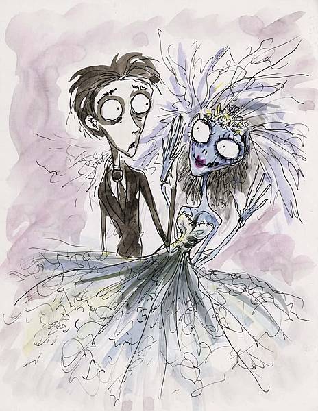 1444 Tim Burton original concept artwork of Victor and Emily from Corpse Bride $3,000.jpg