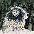 1443 Tim Burton original concept artwork of Emily with corsage from Corpse Bride on illustration board $2,500.jpg