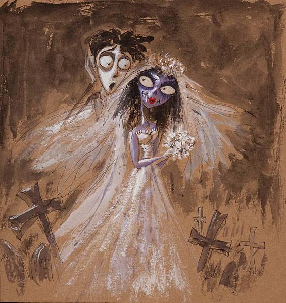 1446 Tim Burton original concept artwork of Victor and Emily from Corpse Bride $3,000.jpg