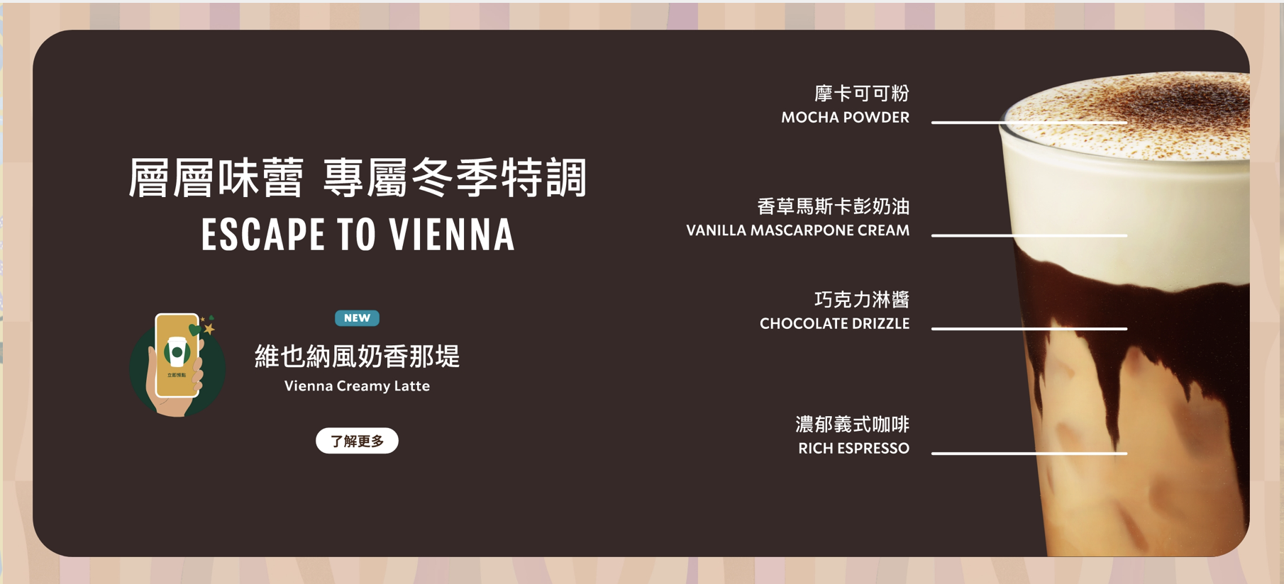 目前為止星巴克最愛的咖啡飲品—維也納風奶香那堤 Vienna Creamy Latte