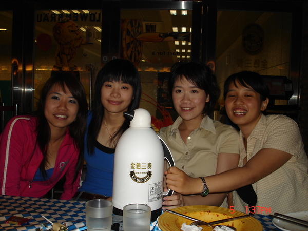 Penguin beer bottle and girls