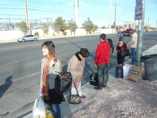 waiting for the bus in the middle of nowhere