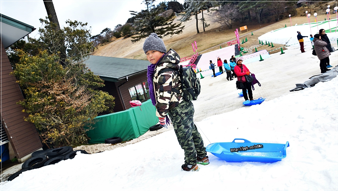 【六甲山滑雪場】人造雪場，一年四季都能玩雪的地方，占地１００００平方，待一整天也玩不完，滑雪／滑雪板／雪橇