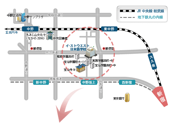  EASTWEST日本語學校-車站到學校的走路路線１