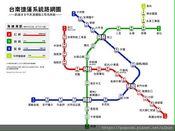 臺南捷運系統路網圖(圖片來源維基百科)