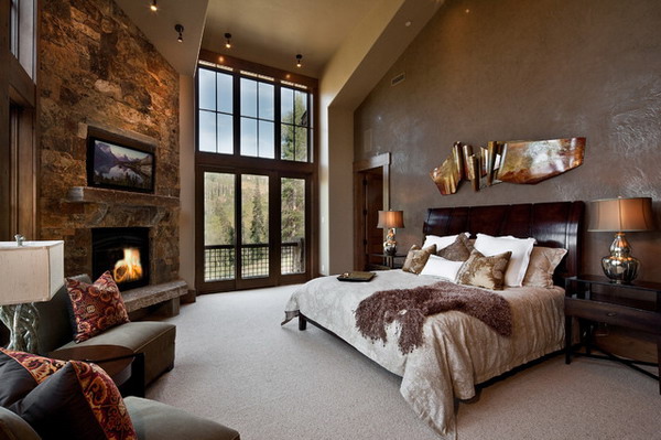 Rustic-Bedroom-Interior-with-Stone-Wall-Decoration