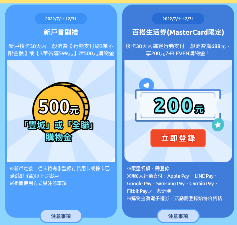 image 新戶辦卡額外享$500+$200 新戶首刷禮