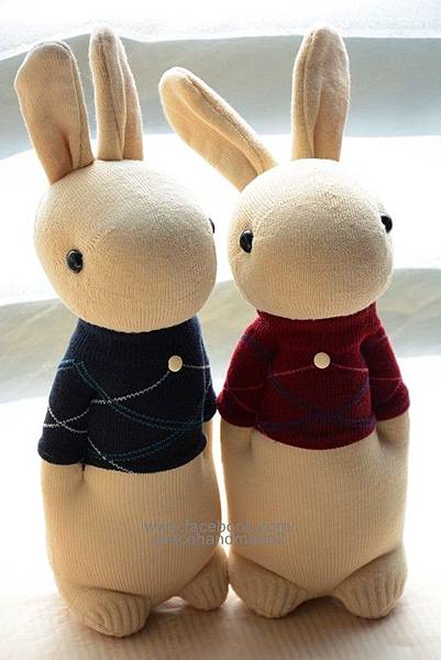 襪子娃娃267+268號菱格T情侶兔 (2)1