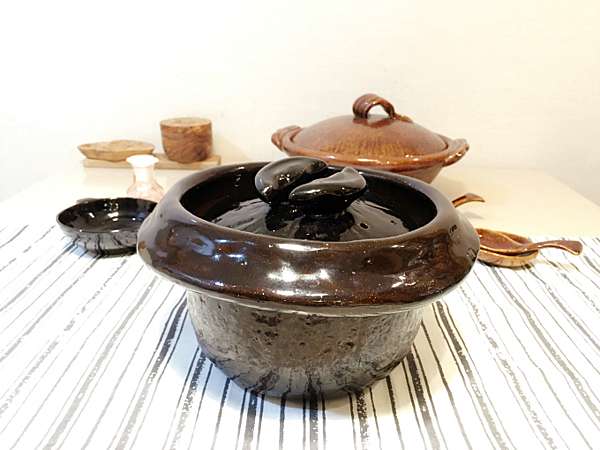 雲井窯土鍋 鴨釉尺10号