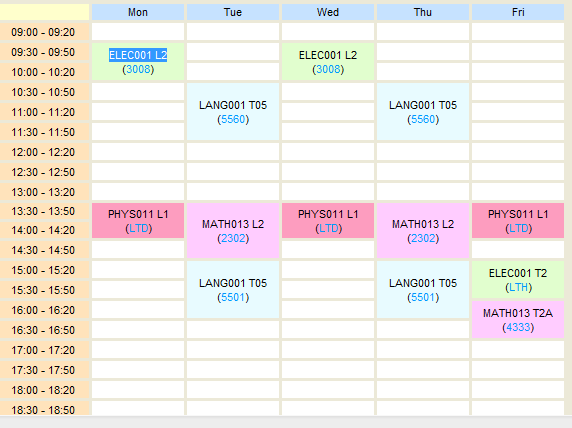 Time table