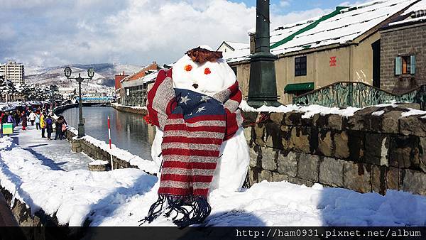 小樽運河雪人圍圍巾