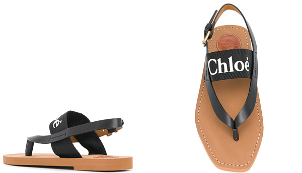 Farfetch Chloe logo print leather sandals