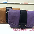 813303a 皮革帶個性小方包 -駝色 紫色