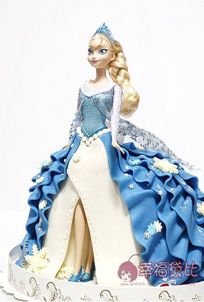 01-J0488 芭比3D蛋糕裙-ELSA女王 02款(加芭比時價 [8吋加高(有10吋份量)] #芭比蛋糕 #冰雪奇緣 (2).jpg