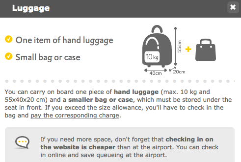 vueling carry on size