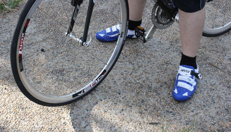 車友穿著Hasus硬底子自行車鞋到潭雅神綠園道的照片