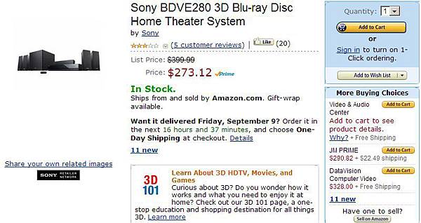 Amazon Sony BDV-E280 20110908