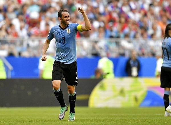 2018年世界盃小組賽第三輪烏拉圭3:0俄羅斯：烏拉圭隊長高汀（Diego Godin）。