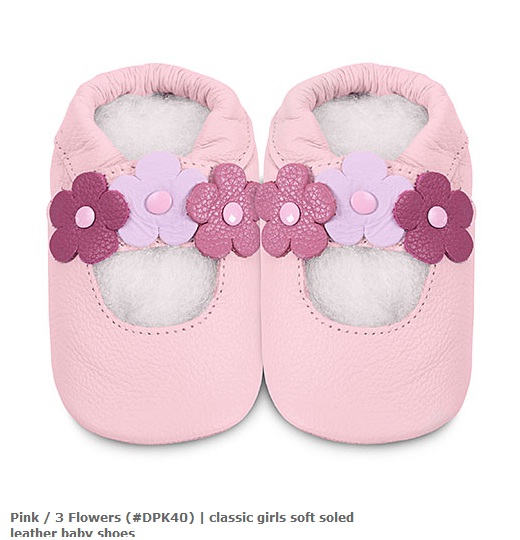 Pink - 3 Flowers (#DPK40)三朵小花粉紅學步鞋